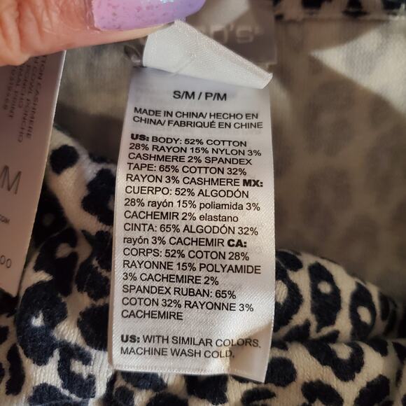 Chicos NWT Womens Cotton Cashmere Cinch Cowl Neck Animal Print Poncho Size S/M - Picture 9 of 11